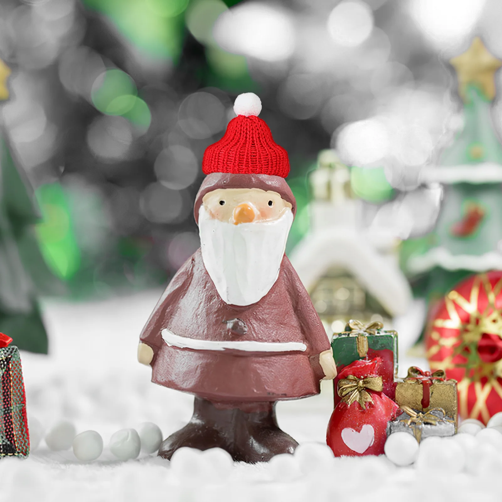 

10Pcs Mini Christmas Hat Accessories Knitted Santa Caps Festive Party Favors DIY Handmade Christmas Decoration Holiday Hats