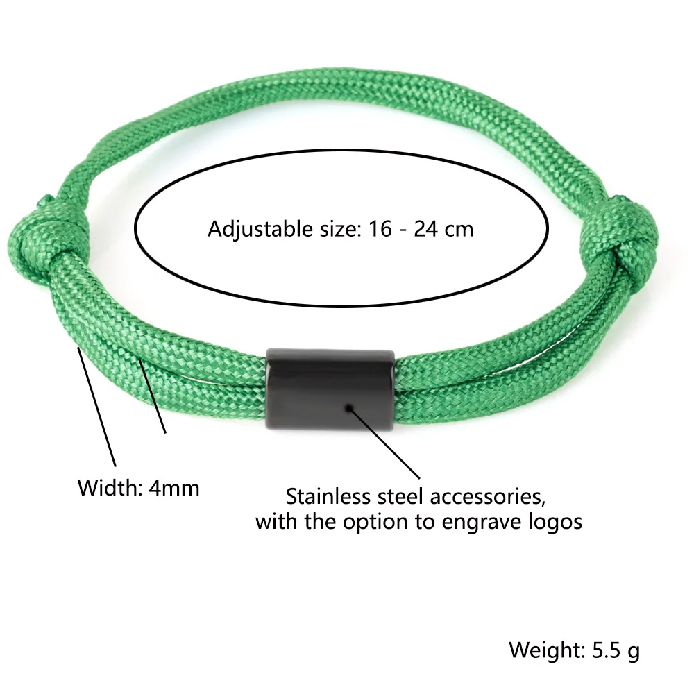 1 PC Braided Paracord Umbrella Rope Woven Simple Adjustable Wristband Bracelet for Couples Gifts