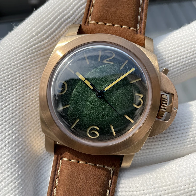 

Мужские дайверские часы STEELDIVE, бронзовые автоматические механические наручные часы, 100 АТМ, водонепроницаемые, C3, светящиеся, NH35, защитный мост с короной