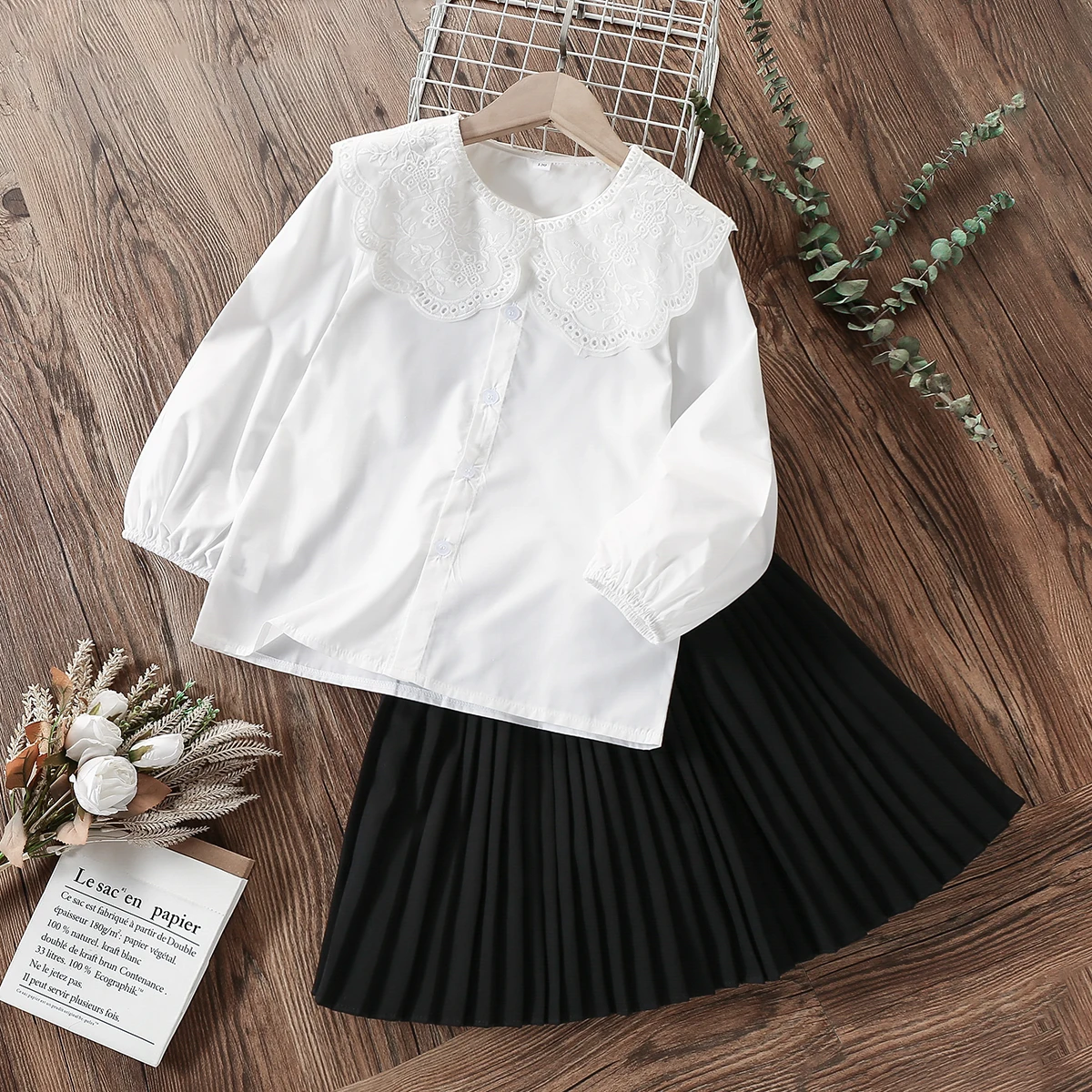 Clothes for Teenagers Children Clothing School sets White Blouses & Skirt Suit for Girls Spring Autumn Baby Kids clothes 4 -14 Y