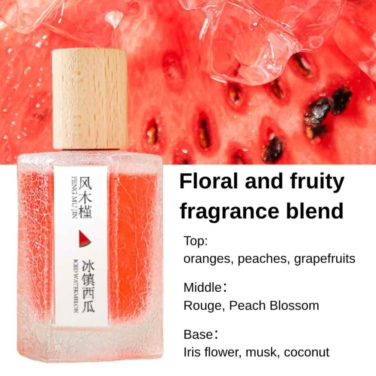

Summer Ice Crackle: Chilled Watermelon&Smoked Peach Perfume for Women Long-Lasting,Light,Fresh,and Natural 50ml Fruity Scent
