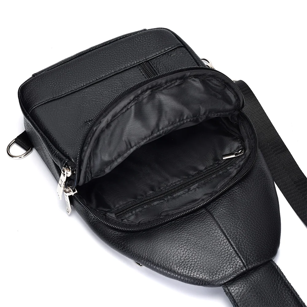 Borsa da petto da uomo in vera pelle con tracolla regolabile Borsa a tracolla portatile per pendolari da lavoro di grande capacità