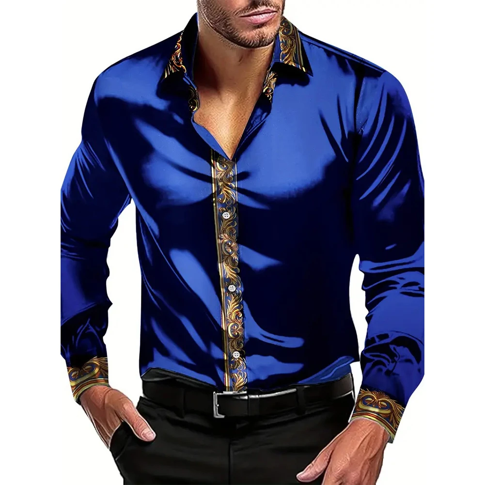 Elegant Shirt Long Sleeve Shirt Blue Regular Length Long Sleeve Multiple Colors Multiple Sizes Polyester Fabric