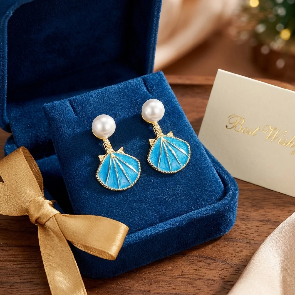 Imitationsperlen-Ohrstecker mit Emaille-Muschel-Rückseite für Damen und Herren, böhmische Ozean-Strand-Muschel-Ohrringe, Sommerparty-Schmuck – Detail 13