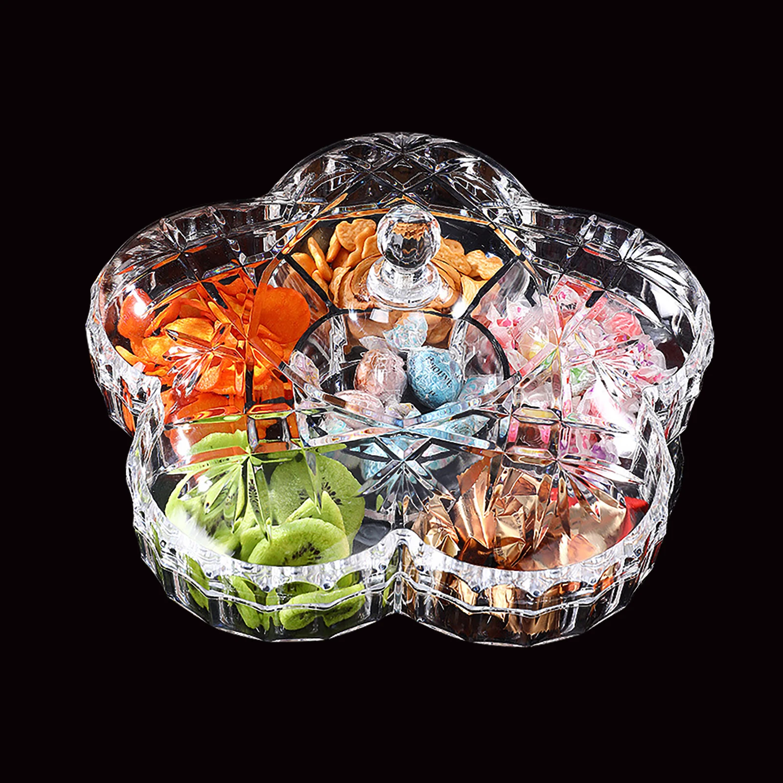 

1pc Candy Nut Storage Box Dry Fruits Tray Dish Dried Appetizer Serving Container Child Plastic Food Multi-grid Fruit Plate