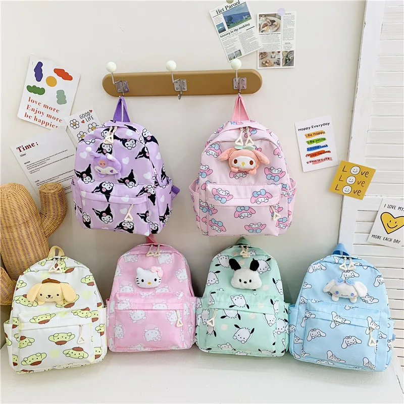 

Sanrio Bag Children's Backpack Cartoon My Melody Kuromi Cinnamoroll Hello Kitty High capacity Backpack Kindergarten School Bags