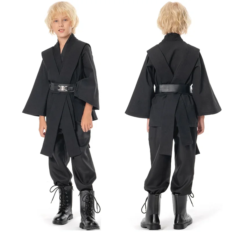 Crianças meninos anakin fantasia obi wan cosplay filme espaço batalha cavaleiro disfarce traje manto criança cosplay roleplay fantasia outfit