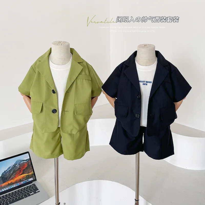 2024 Summer New Children's Clothing Boys' All-Match Two-Piece Elegant High-Grade Suit Shorts Suit