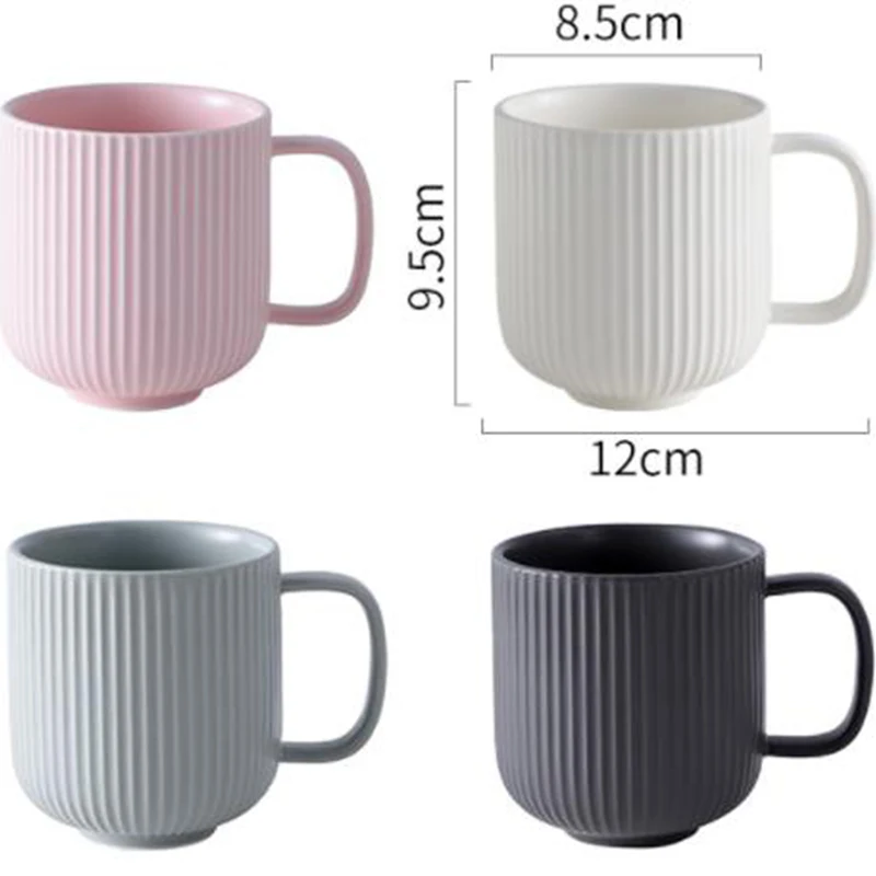 Modern New Vertical Striped Ceramic Mug Coffee Home Porcelain Tea Coffee Mug Matte Logo Mug