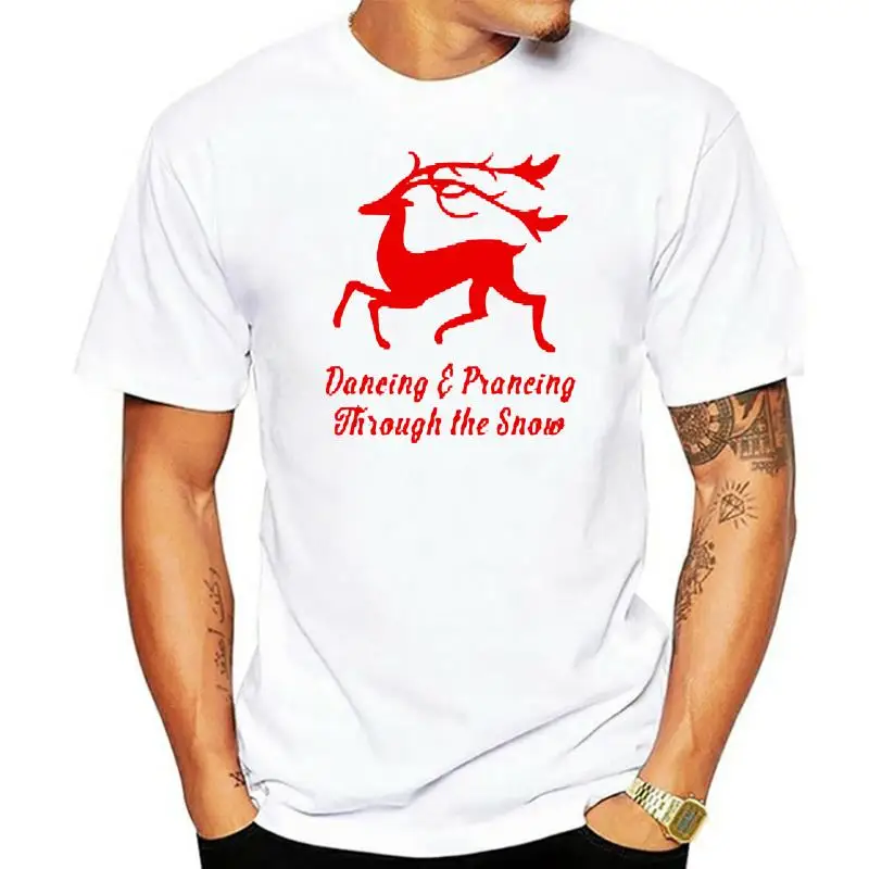 Summer menprinted T-shirt Dancing Prancing Christmas Deer T-Shirt Merry Christmas T-shirt Fashion clothes