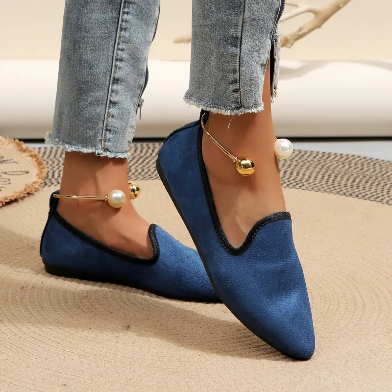 Large size soft-soled pointy fashion casual shoes women 2023 autumn and winter new-style slip-on comfortable single shoes