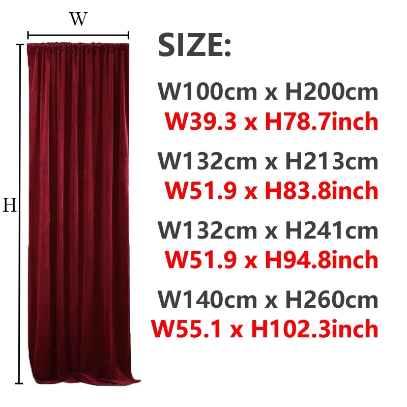 1PC American Style European Style Christmas Red Curtains Living Room Velvet Blackout Curtains Room Darkening Decorative Curtains