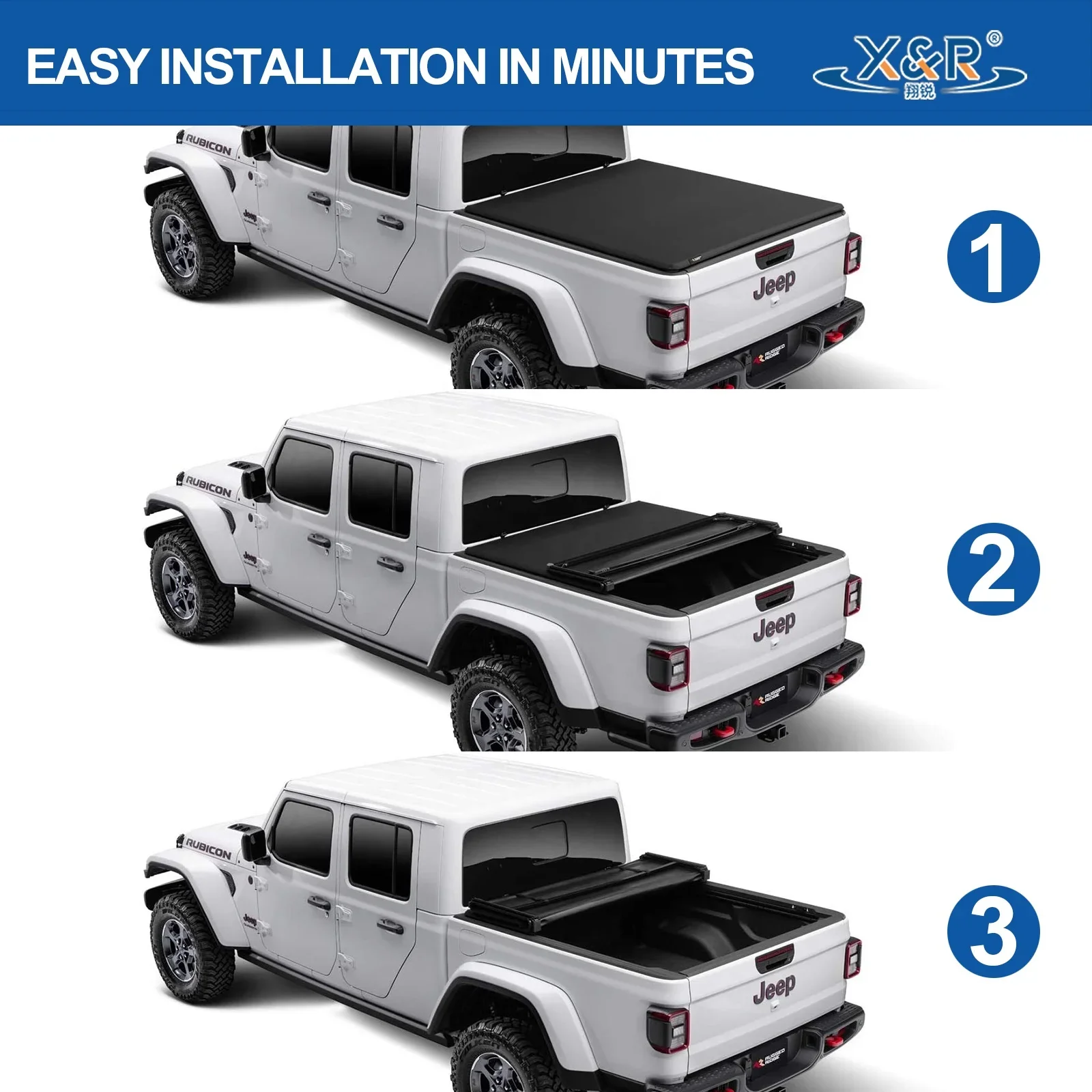 Hot-selling product soft tri-folding truck bed ,tonneau cover for Jeep Gladiator 2020 eco-friendly material