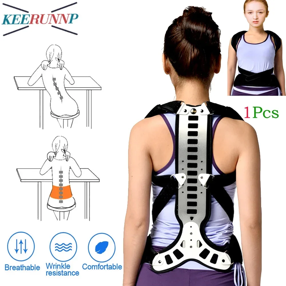 1Pcs Metal Back Adjustable Brace Posture Belt for Women Men- Spinal Cord Brace Support Recover,Humpback,Back Shoulder,Neck,Aches