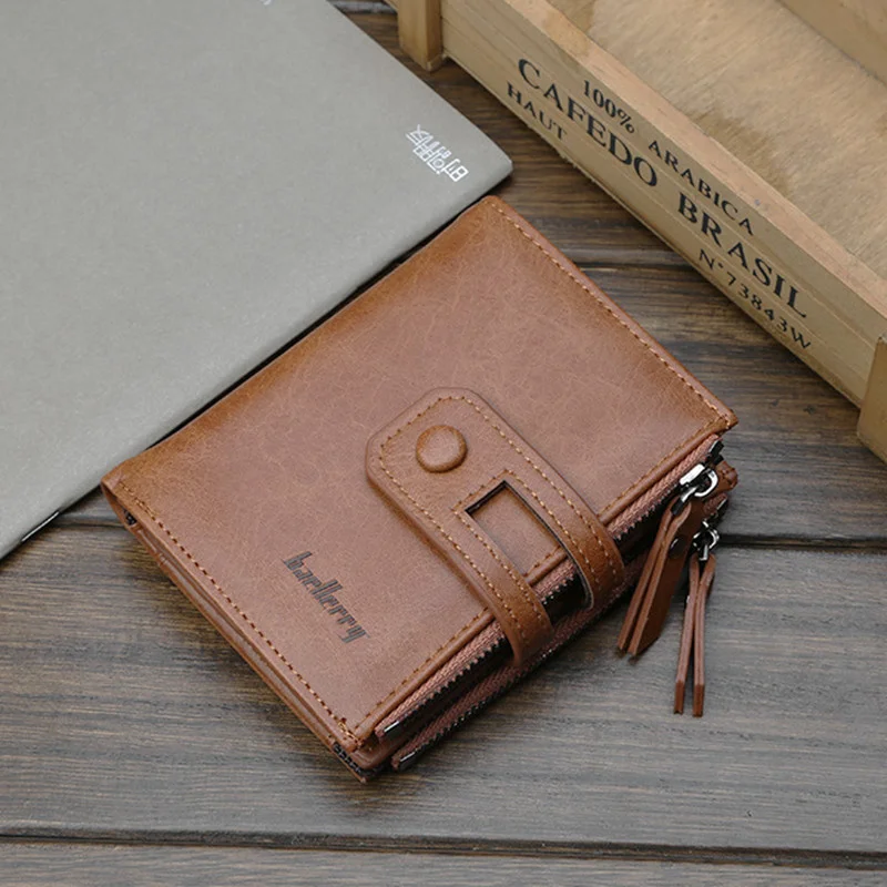 

Vintage Short Men's Wallet Business Leather Coin Purse Multifunction Man Card Holder Fashion Zipper Money Wallet