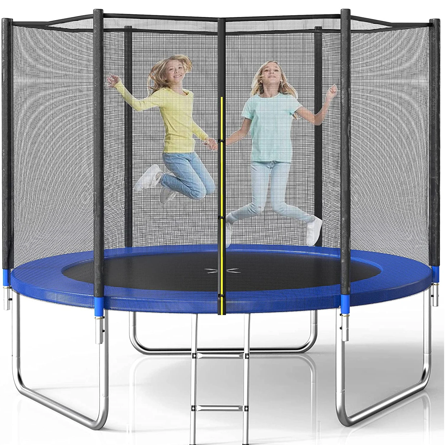 Combo Bounce Jump Trampoline with Spring Pad Waterproof Jump Mat & Ladder  Enclosure Net Outdoor Trampoline for Kids and Adults