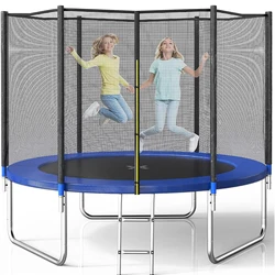 Combo Bounce Jump Trampoline with Spring Pad Waterproof Jump Mat & Ladder  Enclosure Net Outdoor Trampoline for Kids and Adults