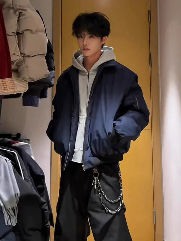 

Мужская американская куртка-бомбер в стиле пилот, синяя, свободного кроя, из полиэстера, не требующая глажки, осенняя верхняя одежда