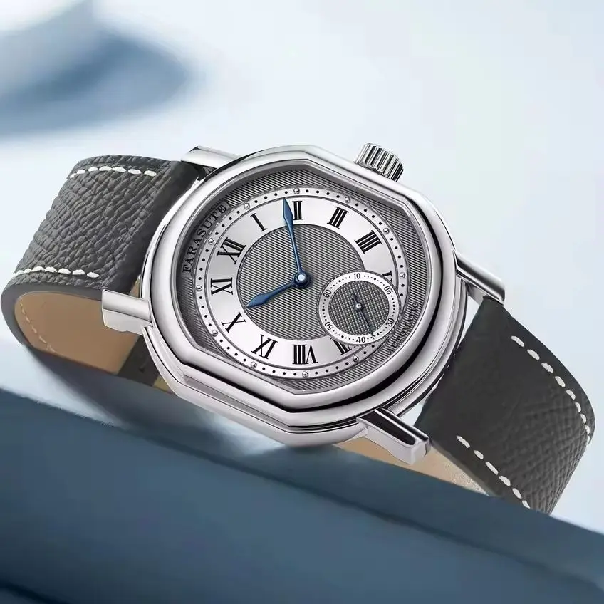 

FARASUTE Men Automatic Watch 38mm Mechanical Wristwatch Oval Case Sapphire Mirror Waterproof Small Second Dial Peacock Mov