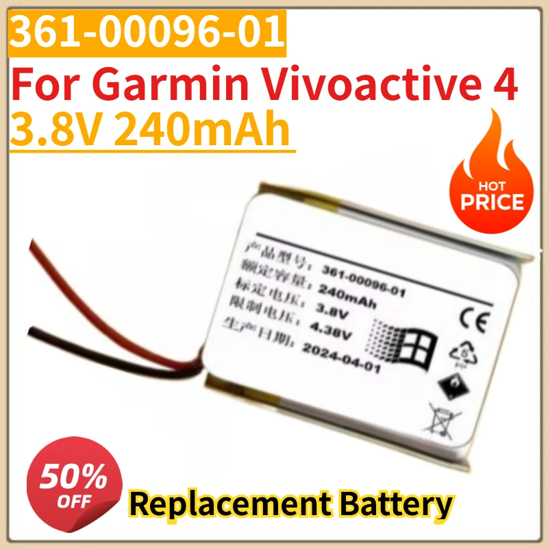 

High Quality New 361-00096-01 Watch Battery 3.8V 240mAh For Garmin Vivoactive 4