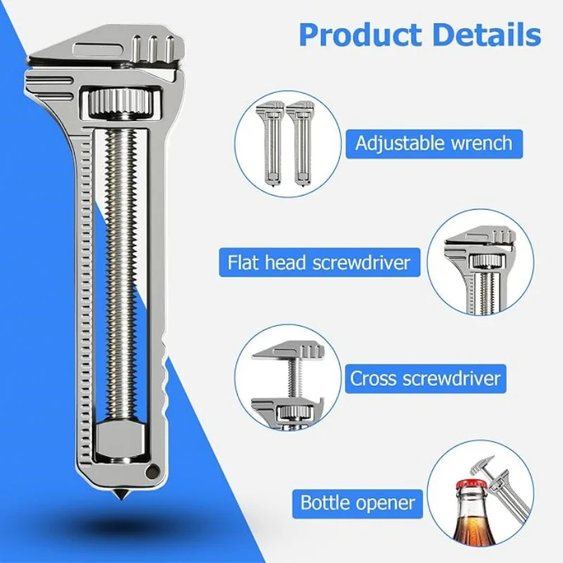 1pcs Portable Multifunctional mini Wrench Bottle Opener Nail Puller Mobile Phone Bracket Window Breaker Box Opener Adjustable