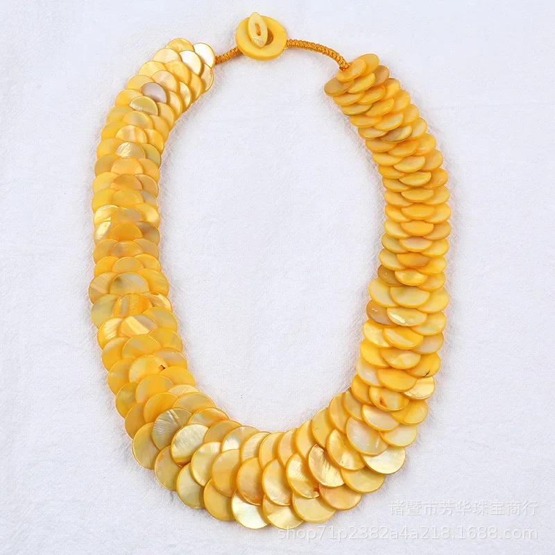 Natural Round Shell Necklace Fashion Jewelry Mother of Pearl Shells Necklaces Rope for Women Gift