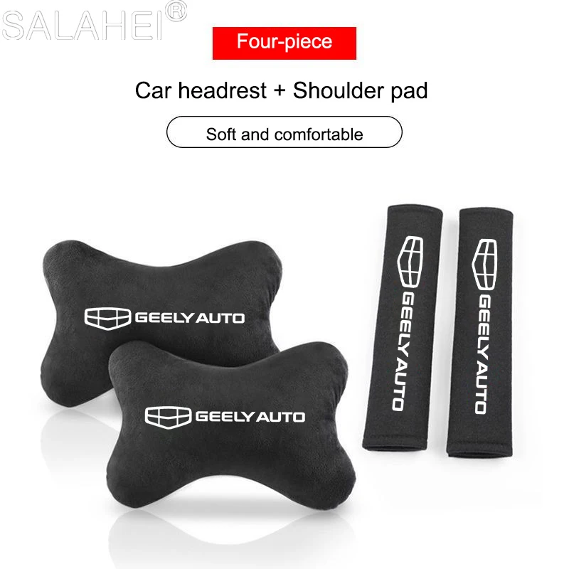 

Car Headrest Rest Neck Pillow Cushion Seat Belt Shoulder Pad Auto Emblem For Geely Emgrand X7 2016 EC718 EC715 Global Hawk GX7