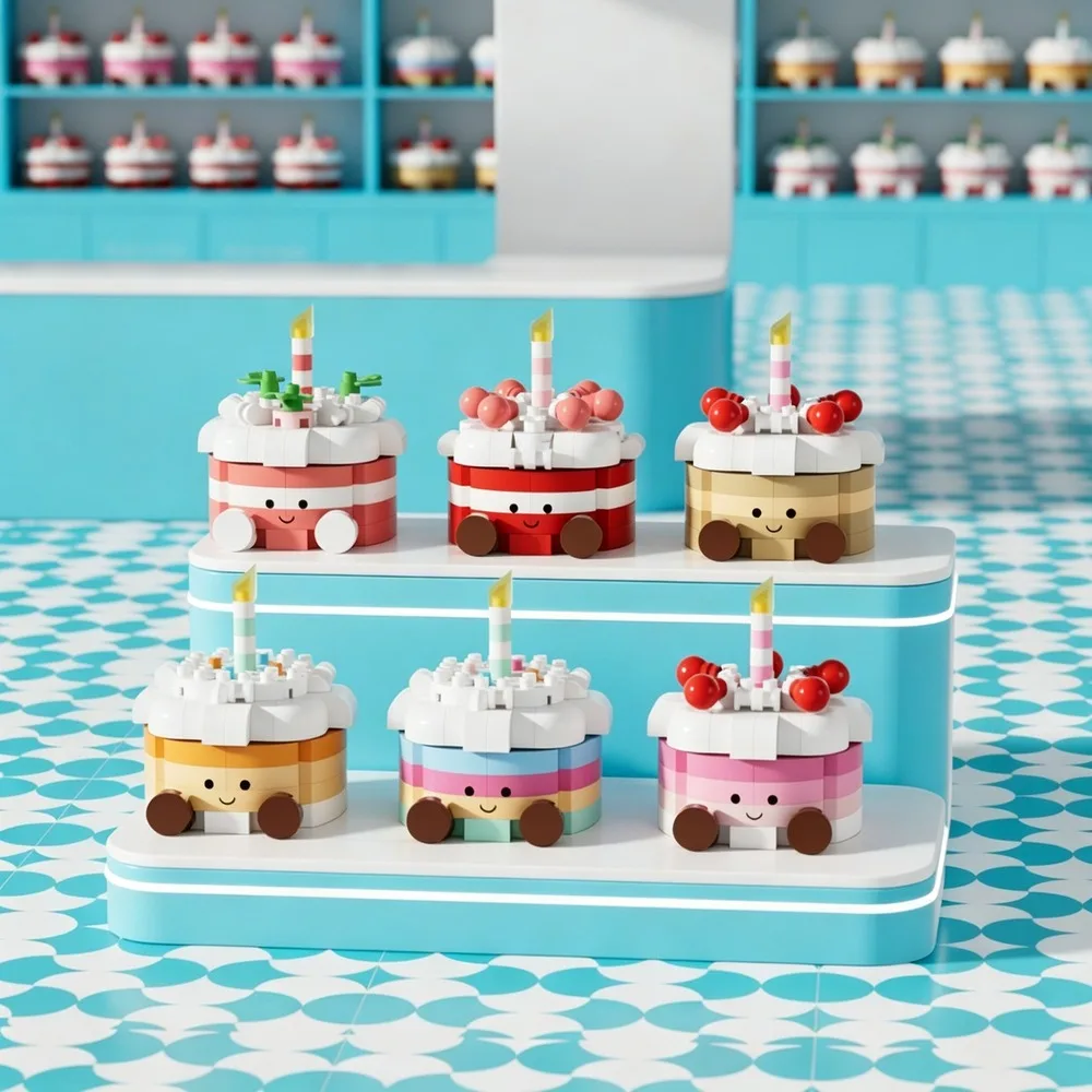 Simulation Birthday Cake Micro Particle Building Blocks DIY Assembly Ornament Birthday Souvenir Present Wholesale Drop Shipping