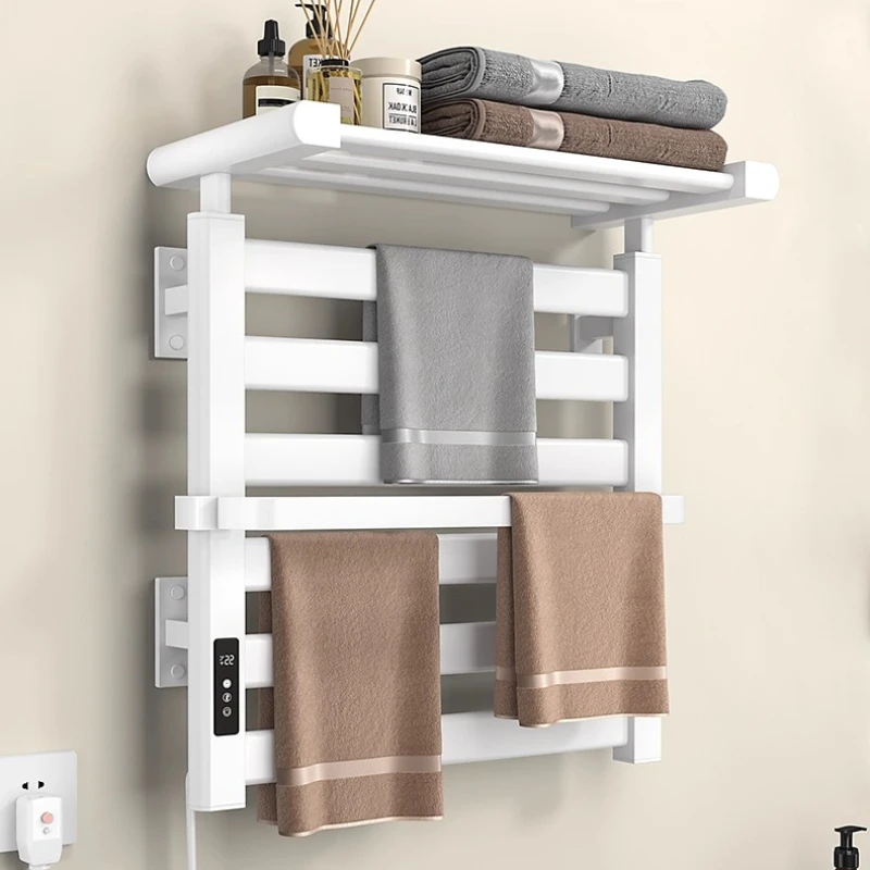 New Smart Electric Towel Warmer Carbon Fiber Heating Rack for Bathroom Wall-mounted Drying Rack Energy Efficient Towel Shelf