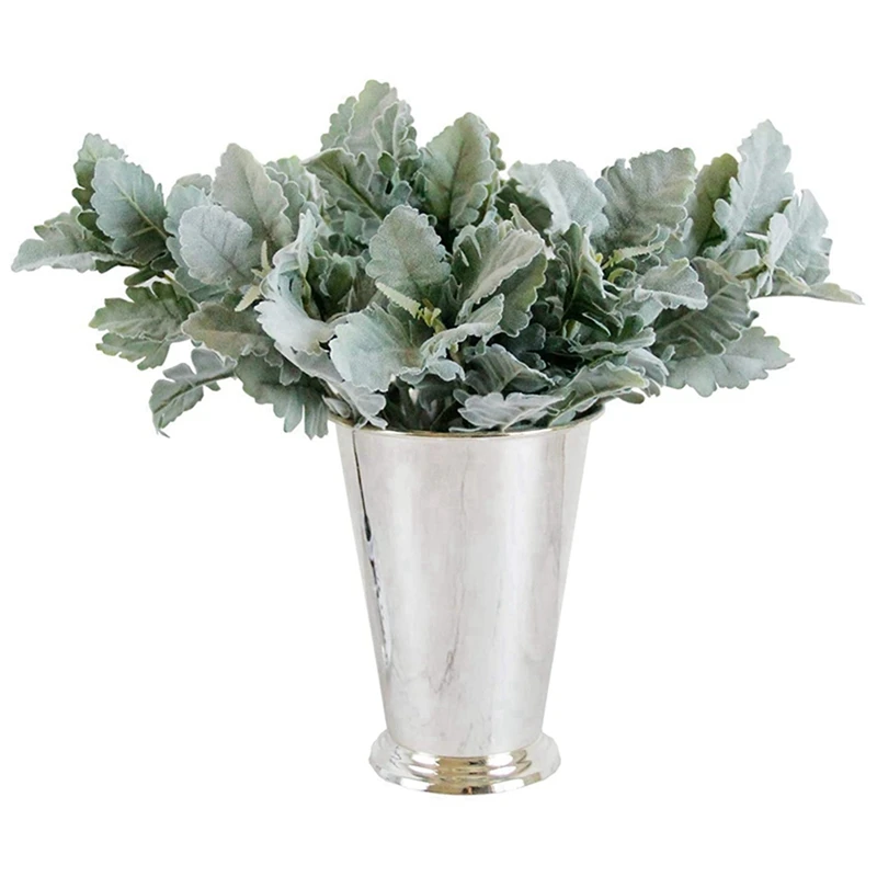 30 Pcs Artificial Flocked Lambs Ear Leaves Dusty Miller Stems Flocked Oak Leaves Lamb's Ear Leaf For Home Wedding