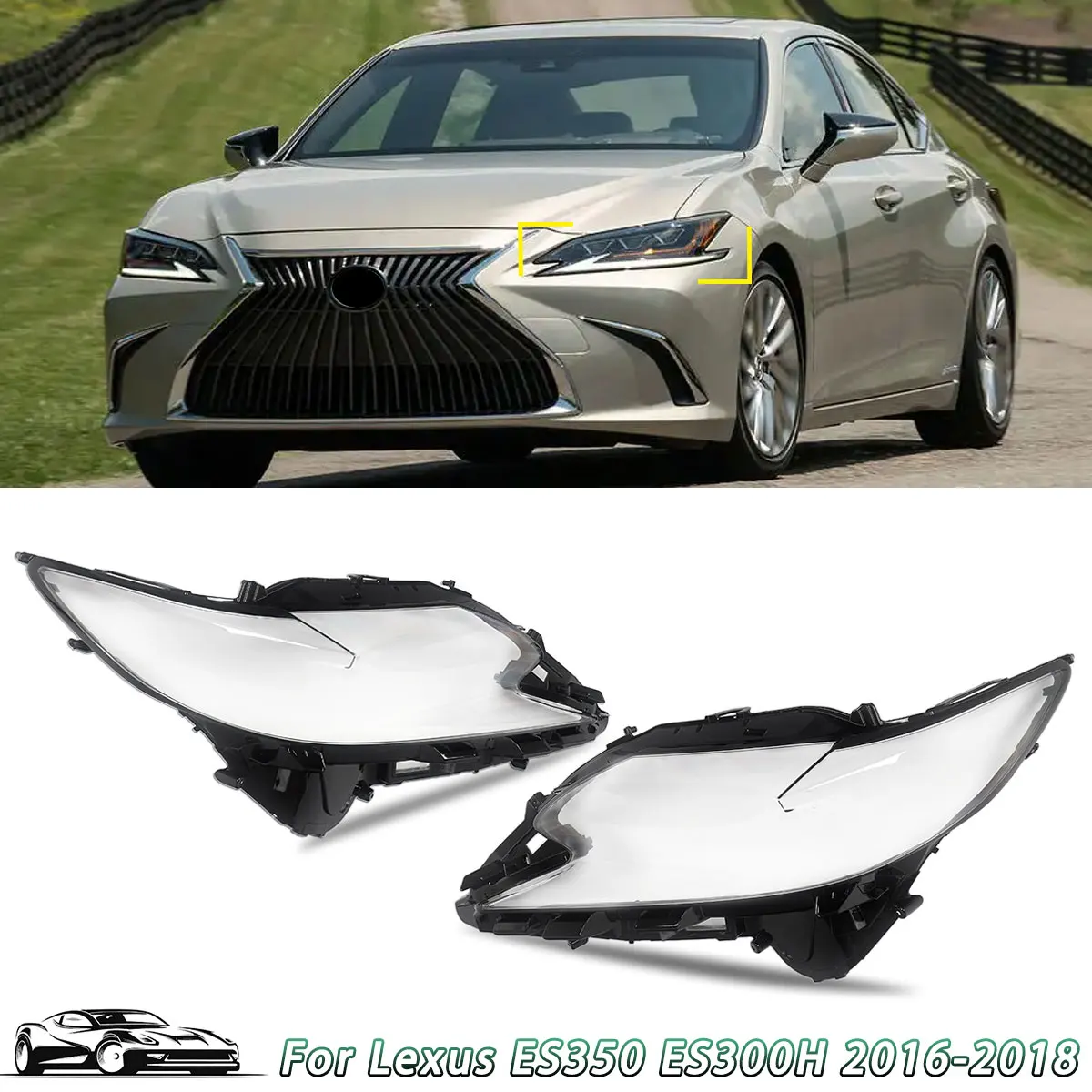 

Пара накладок на линзы передних фар для Lexus ES350 ES300h 2016-2018 левый и правый