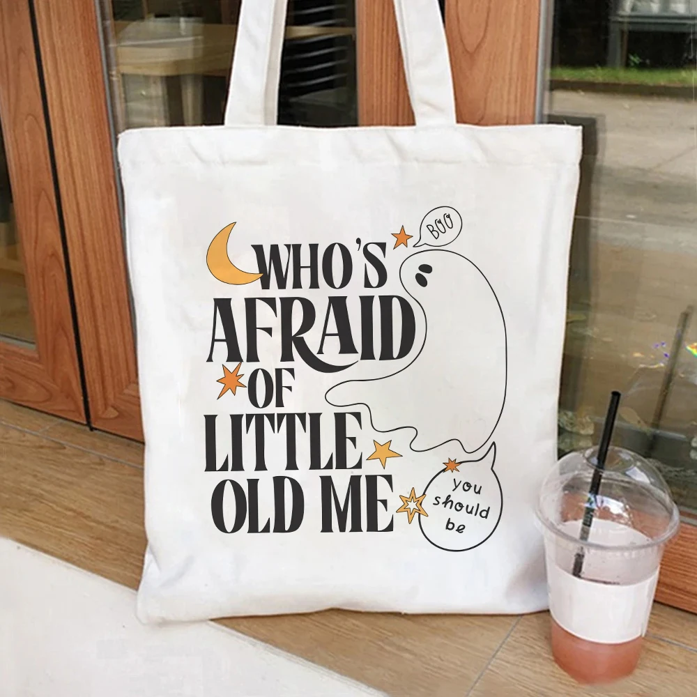

Who's Afraid of Little Old Me Canvas Shoulder Bag Makeup Bag Foldable Perfect Travel Beach Birthday Gifts for Women
