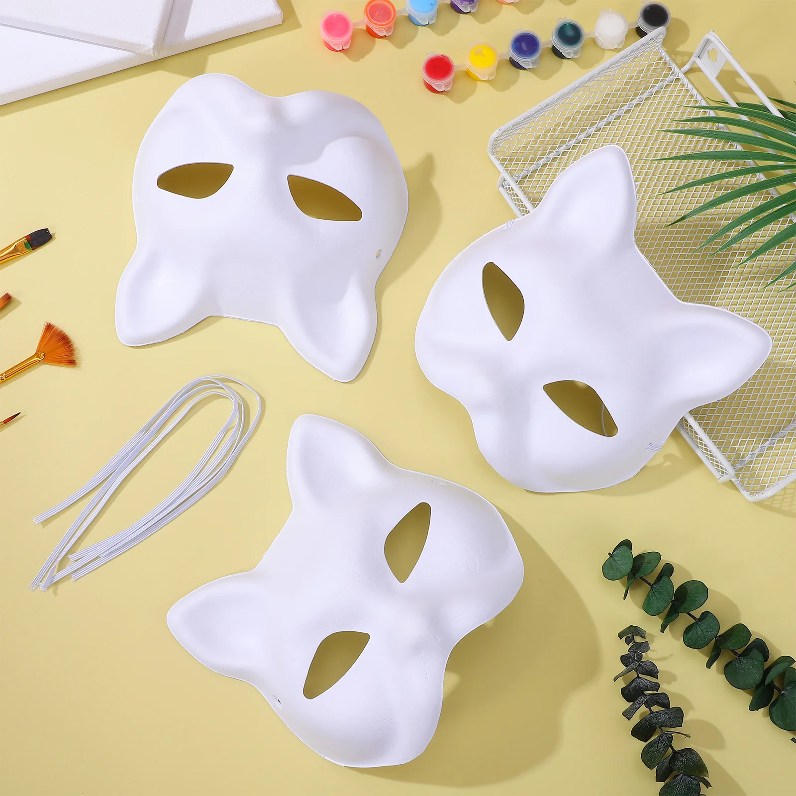 5pcs Masquerade Masks Unfinished Paintable Masks Cat Face Masks DIY Blank Masks  Party Cosplay Paper Masks