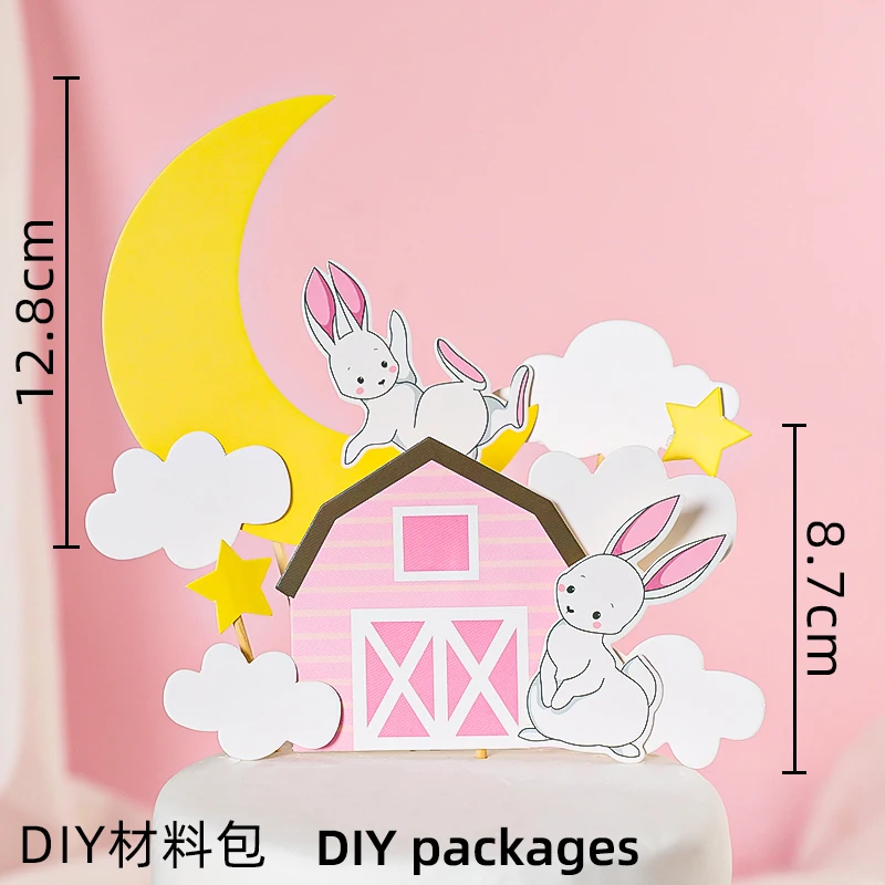 Hase Zug Kuchen Topper Rosa Kaninchen Mädchen Thema Dekoration Prinzessin Mädchen Jahre alt Kuchen Kinder alles Gute zum 1. Geburtstag Partyzubehör – Detail 16