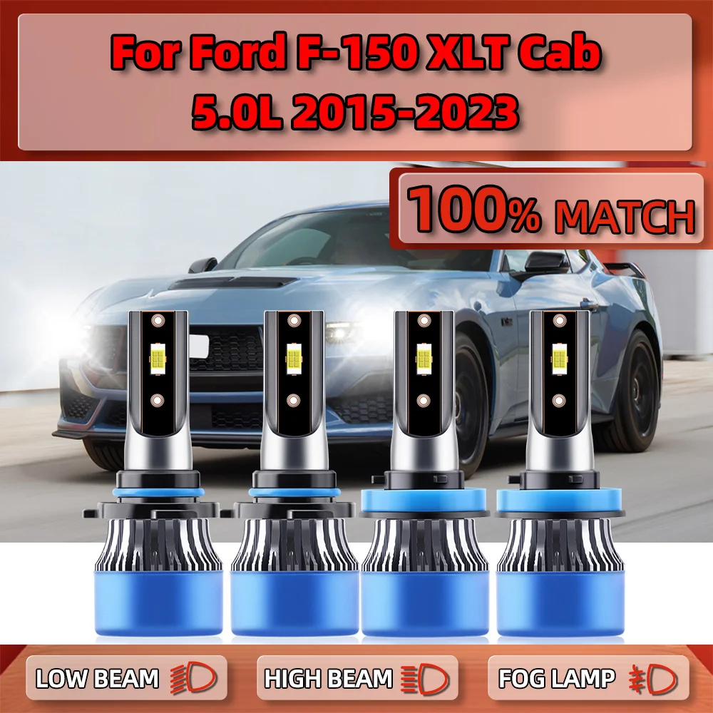 Canbus LED Headlight Bulbs 240W 40000LM Super Bright Auto Lamps 6000K For Ford F-150 XLT Crew Cab 5.0L 2015-2020 2021 2022 2023