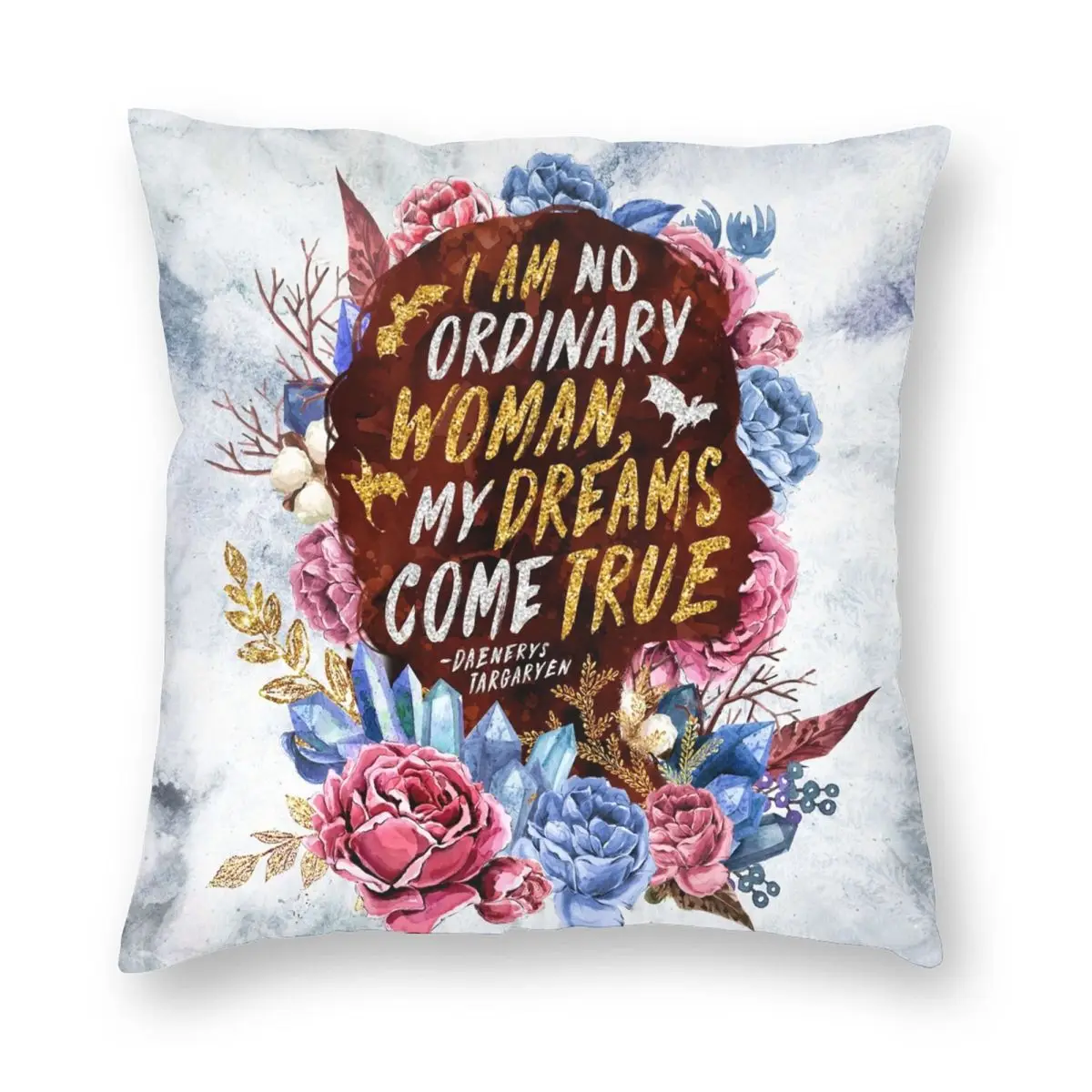 No Ordinary Feminism Quotes Pillowcase Printing Cushion Cover Decor Watercolor Flowers Throw Pillow Case Cover Car Zipper 40*40