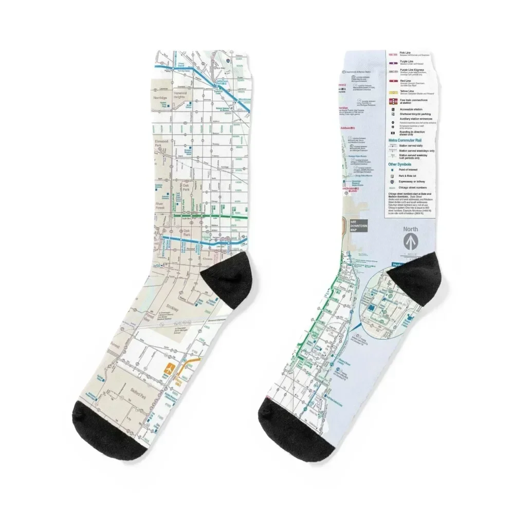 

Chicago Transit Authority Map CTA Map Socks Crossfit Soccer Wholesale winter Men Socks Luxury Brand Women's