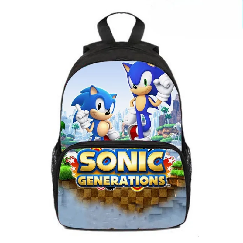 حقيبة ظهر بانداي سونيك، حقيبة مدرسية ذات سعة كبيرة لطلاب المدارس الابتدائية والثانوية، حقيبة ظهر للتنقل برسوم كرتونية من سونيك