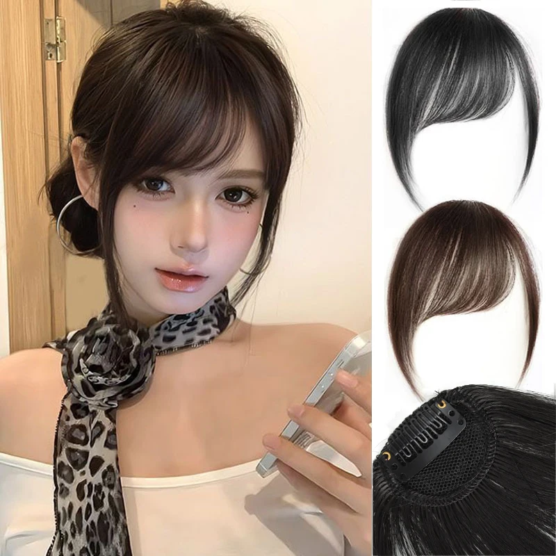 

Имитация челки с комиксами, естественная невидимая челка на лбу и бесшовная воздушная челка