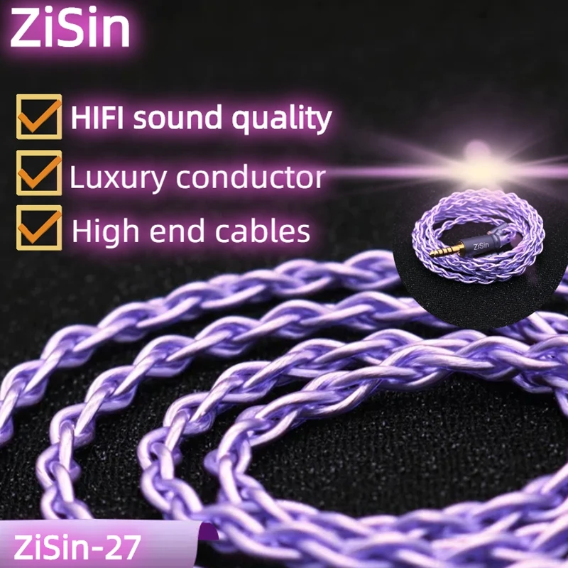 ZiSin-27 4 코어 Litz HIFI 이어폰 업그레이드 케이블, 3.5/4.4mm IE900 2 핀 MMCX QDC TFZ, M5 Olina Fudu DZ4 Quintet F1 Pro용 이어폰 케이블 mmcx mmcx 이어폰 케이블 ie900 헤드폰 케이블 0.78 케이블 ie900 cable 2핀 이어폰 케이블 인이어 케이블 qdc 2pin