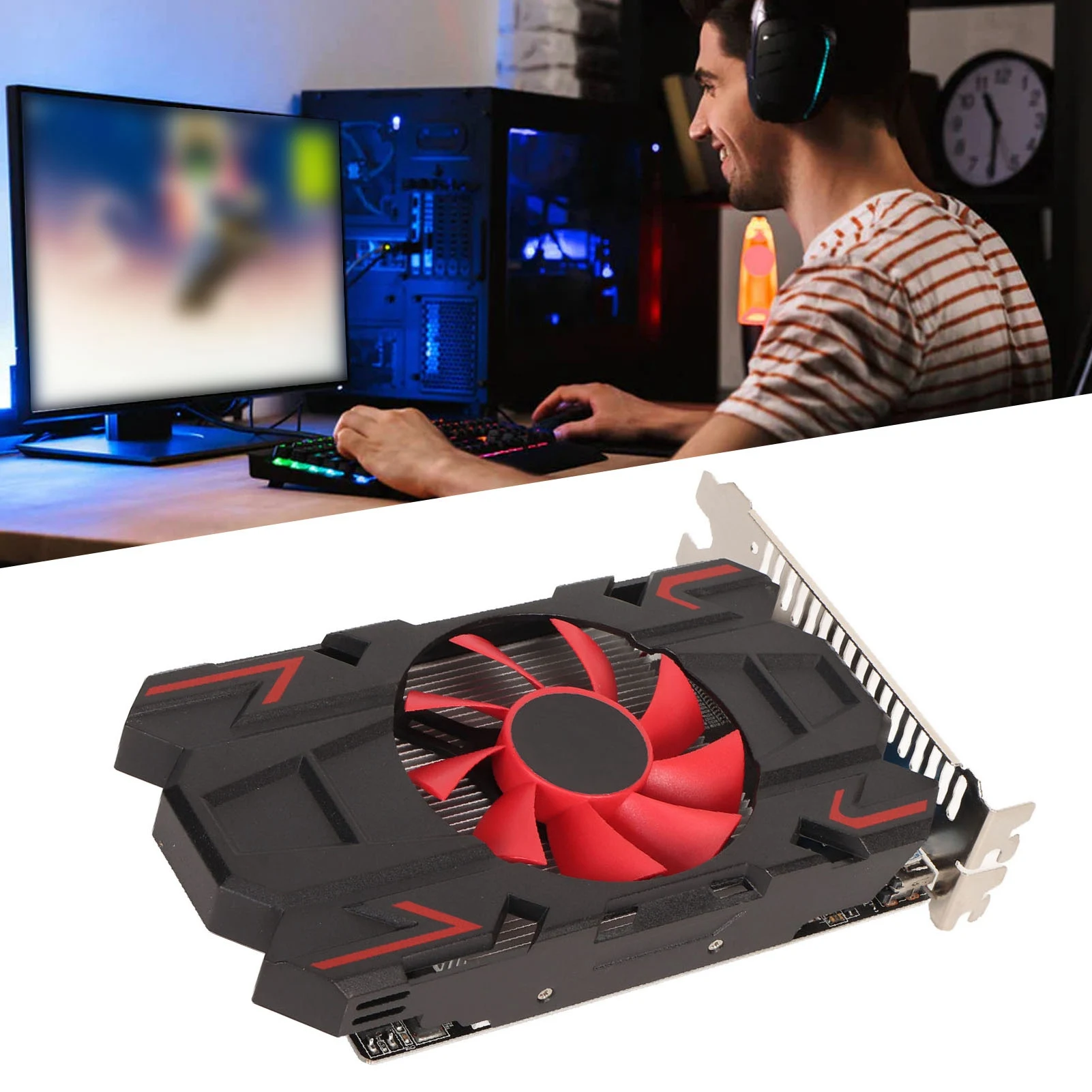 بطاقة رسومات تعمل بشكل هادئ وسهلة التركيب تدعم DVI VGA HD7670 4GB DDR5 128bit بطاقة رسومات ألعاب التوصيل والتشغيل للمكتب