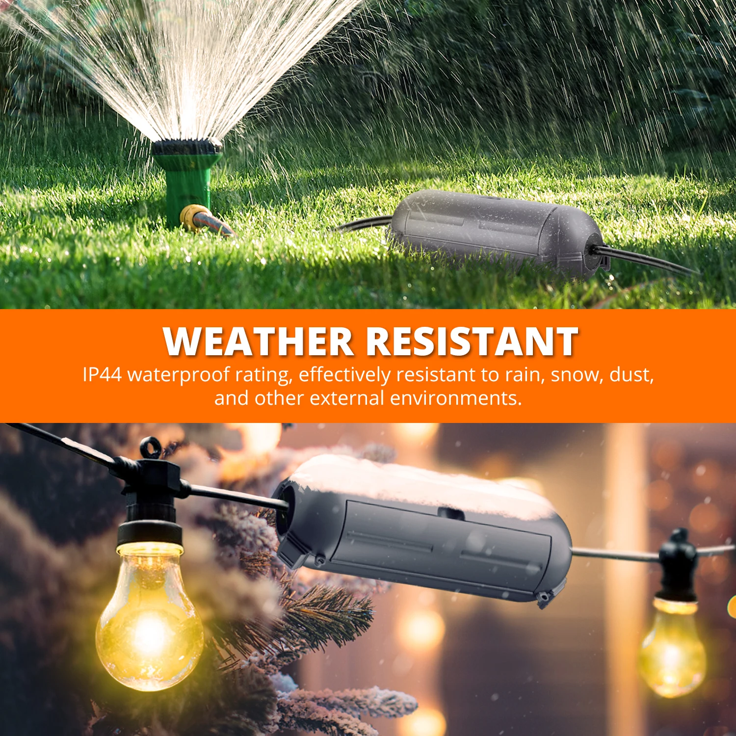 IP44 Outdoor Waterproof Outlet Cover Extension Cord Power Box Weatherproof Rain For String Light/Power Plug/Holiday Decoration
