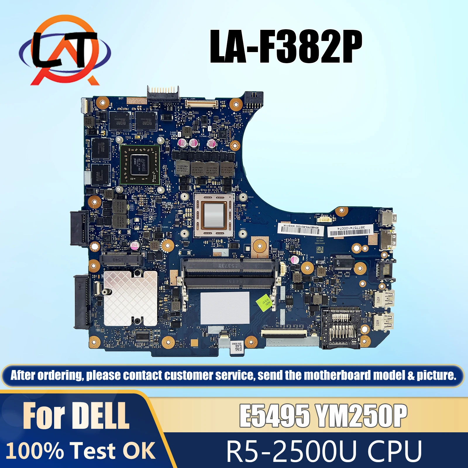 LA-F382P Notebook Mainboard For DELL Latitude E5495 YM250P 06WXV8 216-0905018 Laptop Motherboard R5-2500U DDR4