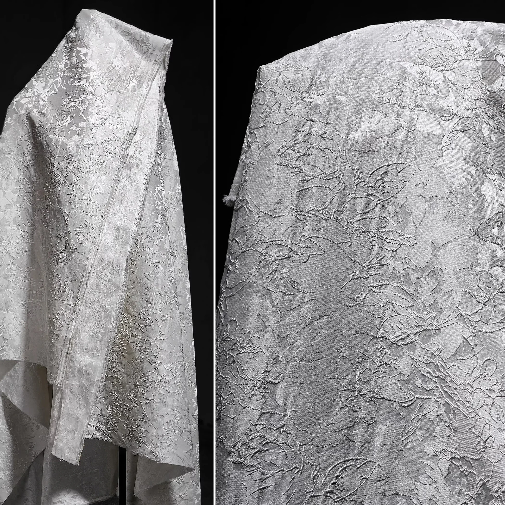 White linear plant jacquard fabric Creative texture embroidered coat suit skirt garment designer fabric