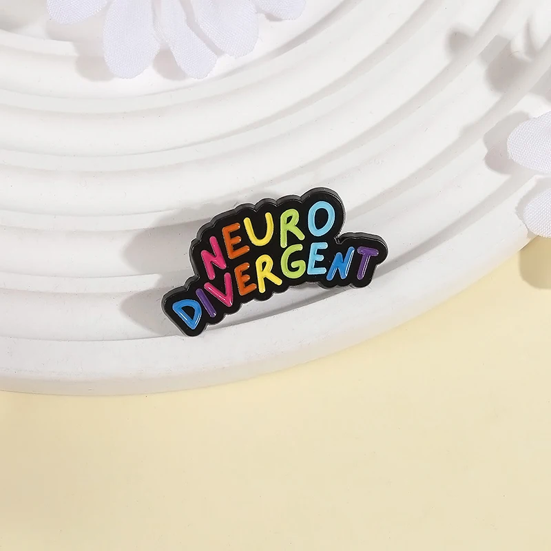 Autism Awareness ADHD Mental Health Enamel Pin Rainbow Neurodivergent Brooch Shirt Lapel Badge Fashion  Jewelry Gift for Friends