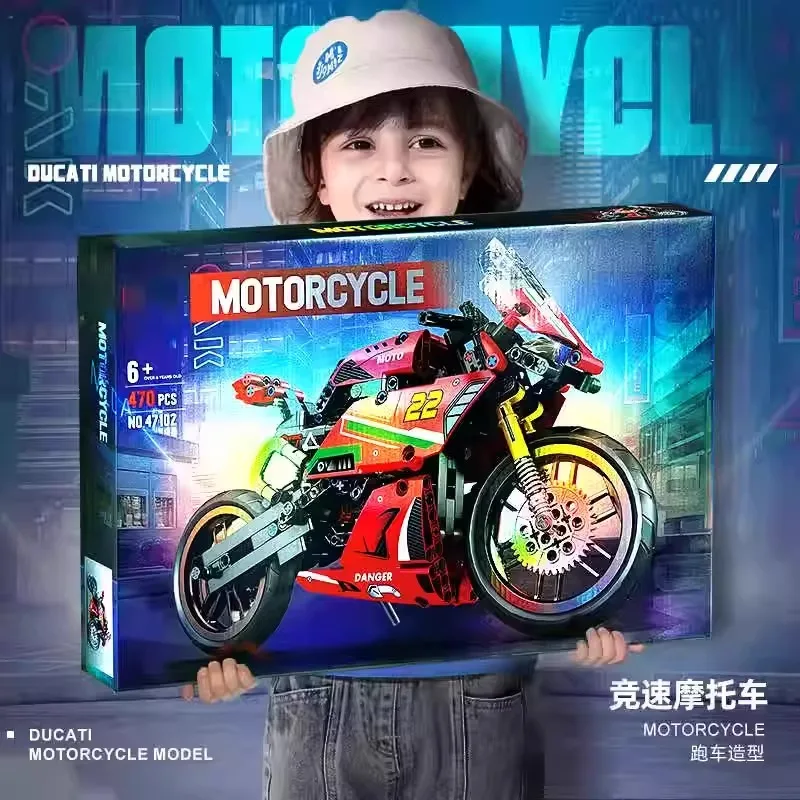 Bloques de construcción de motocicleta 2025, locomotora MOC ducatied, modelo de grupo mecánico, ladrillo, ensamblaje difícil, juguete, regalo para niños