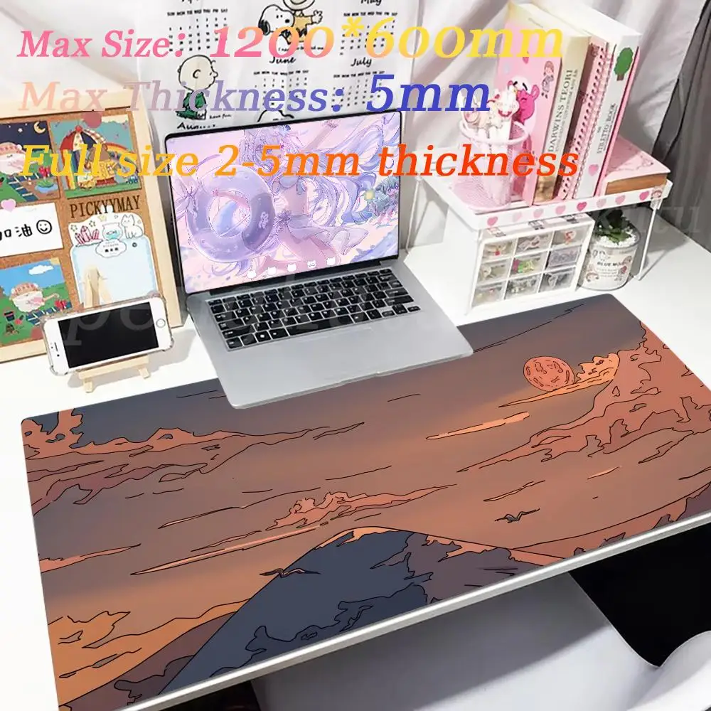 Sunset Moon Stars Mouse Pad XXXL 1200x600mm Accessories Game Pad Cute Carpet Laptop Gamer Purple Pink Large Keyboard Mouse Pad