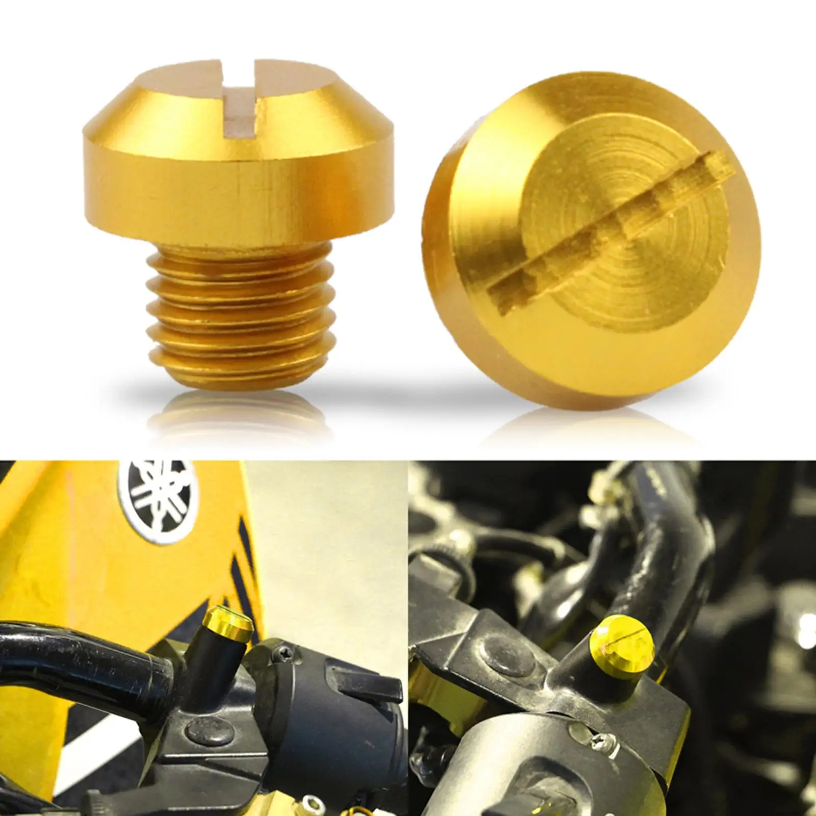 2-4pack 2 Pcs M10x1.25 Rearview Mirrors Thread Hole Plug Screw Bolts Gold