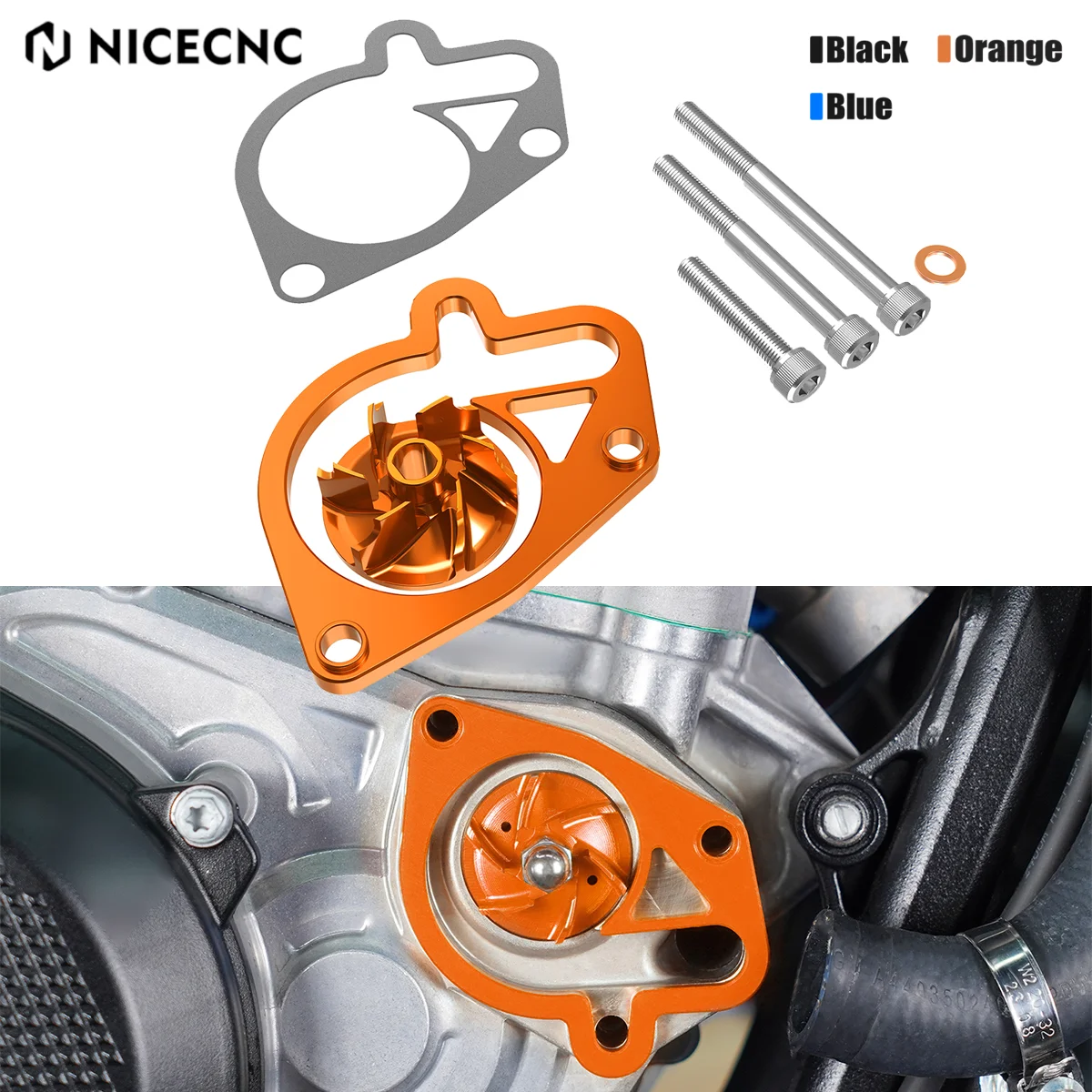 NICECNC For 2024 KTM EXC 300 EXCF 350 SX 125 SXF 450 Husqvarna TE 300 TE 250 GasGas EC 300 Water Pump Cooler Impeller Spacer Kit