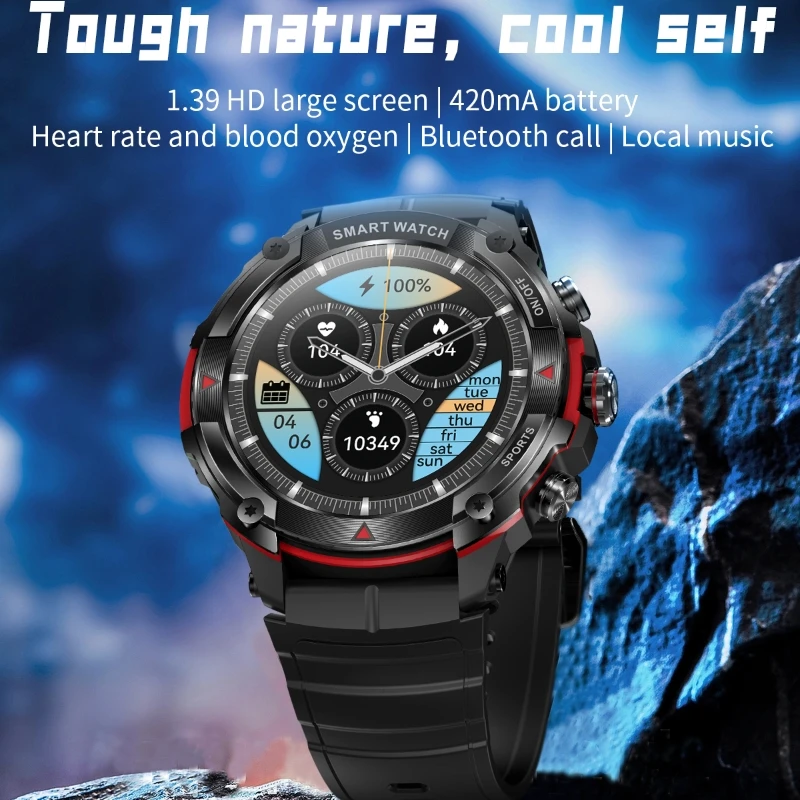 Bluetooth Call Outdoor SmartWatch sportowy mężczyzn ogląda nocny Monitor pracy serca krokomierz tlenu we krwi wodoodporny zegarek ze zdrowiem